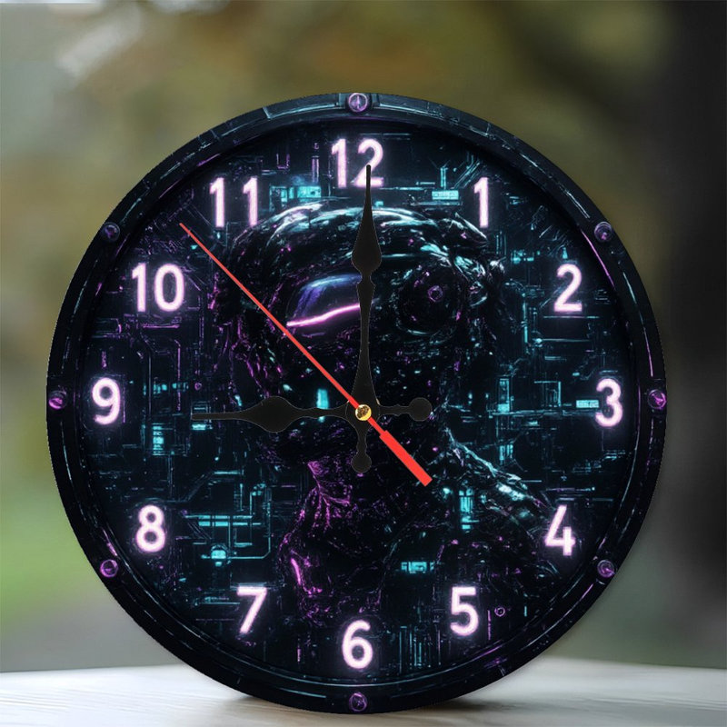 Horloge Sci-Fi avec tête cybernétique