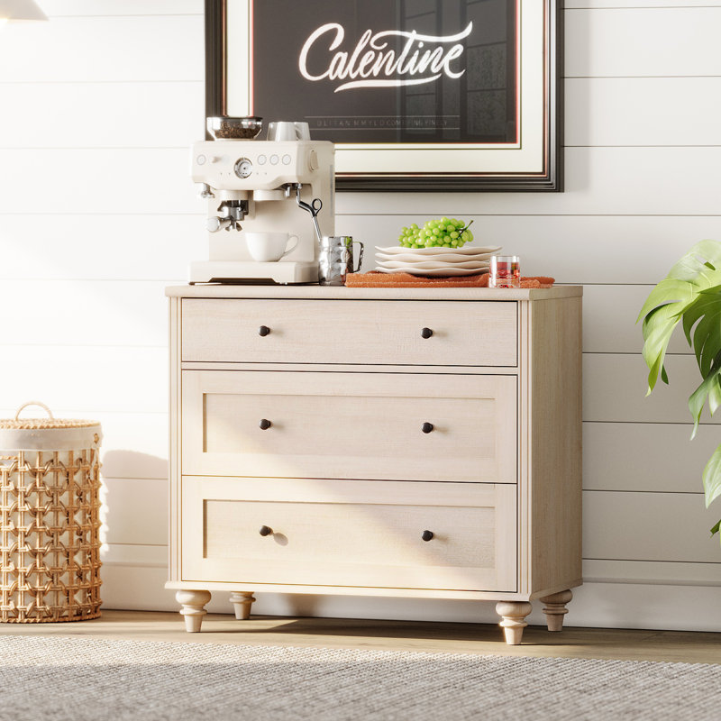 Commode moderne avec 3 tiroirs, commodes pour enfants avec large commode, rangement pour garde-robe en bois de chêne, Beige