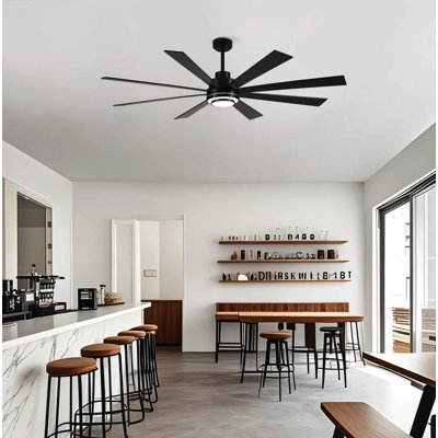 Ventilateur de plafond à moteur à courant continu réversible moderne à 6 vitesses avec ensemble de lumières Aviator-Inspired, noir mat
