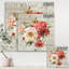 «Red Painted Flowers on Vintage Post card I», reproduction d'impression sur toile tendue-55951483
