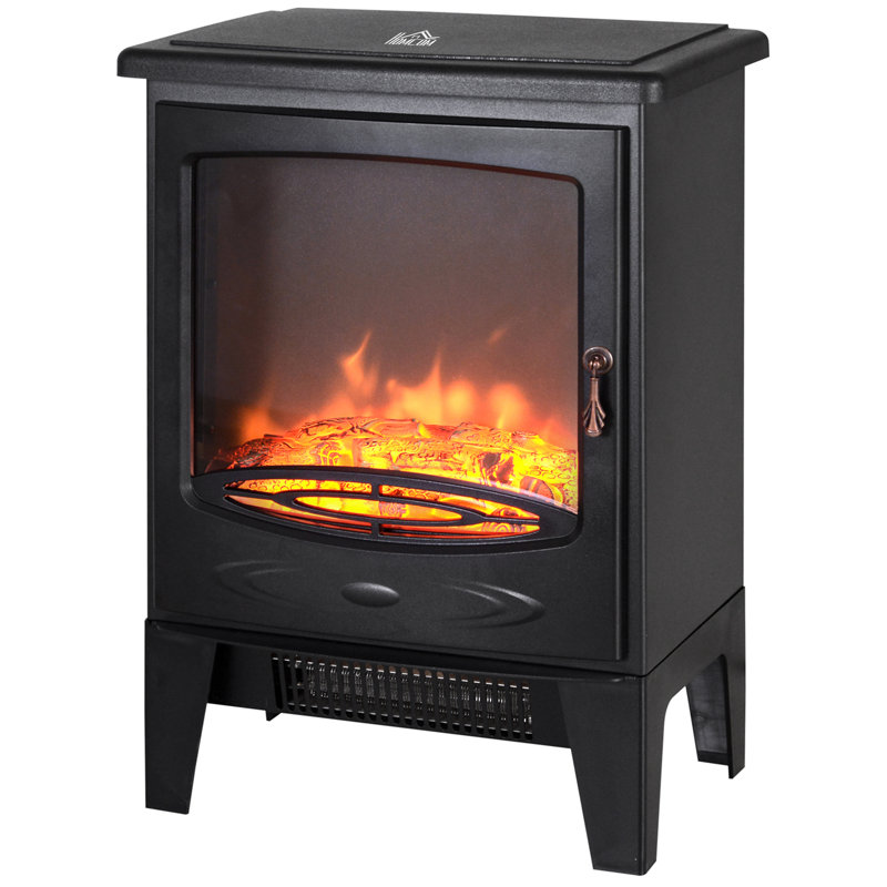 Abbottsmoor Three Posts 39cm W Black Electric Fireplace with 6308.5 BTU