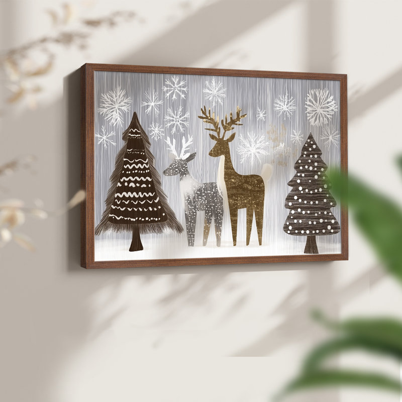 Chirstmas Art-CLXXIII -Framed Print - Restickable, H 16 po x l 20 po, Noyer