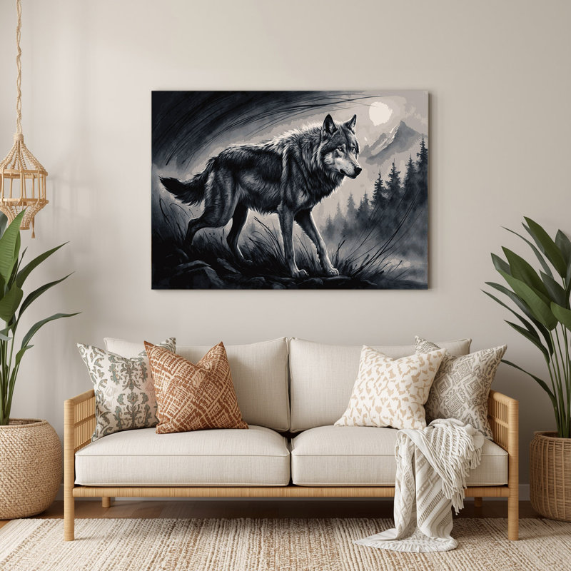 Faune loup gris, art mural en métal, H 8 po x l 10 po