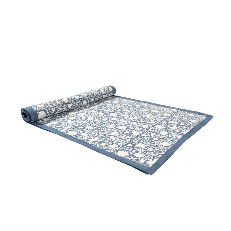 Meadows Handmade Floral Table Runnner, 72" x 16", Blue