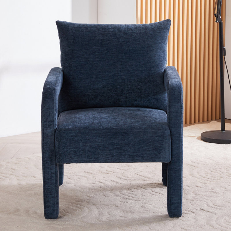 Upholstered Armchair, Dark Blue Chenille