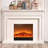 Beige Solid Wood Electric Fireplace-294976582