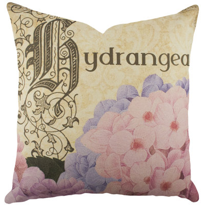 Hydrangea Floral Cotton Blend Reversible Throw Pillow