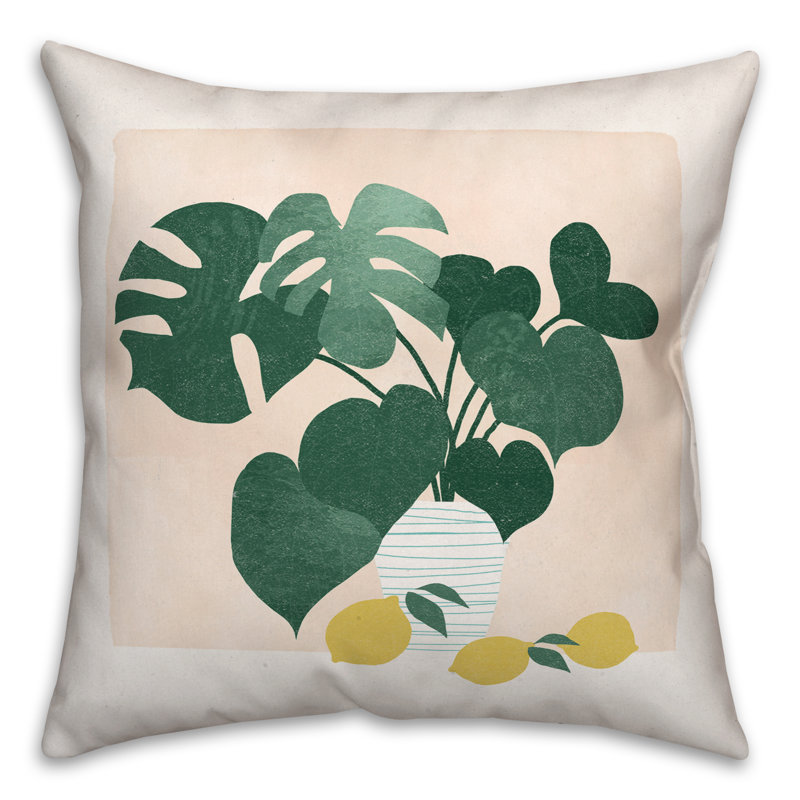  Housse et insert de coussin d'extérieur carré Monstera and Lemons