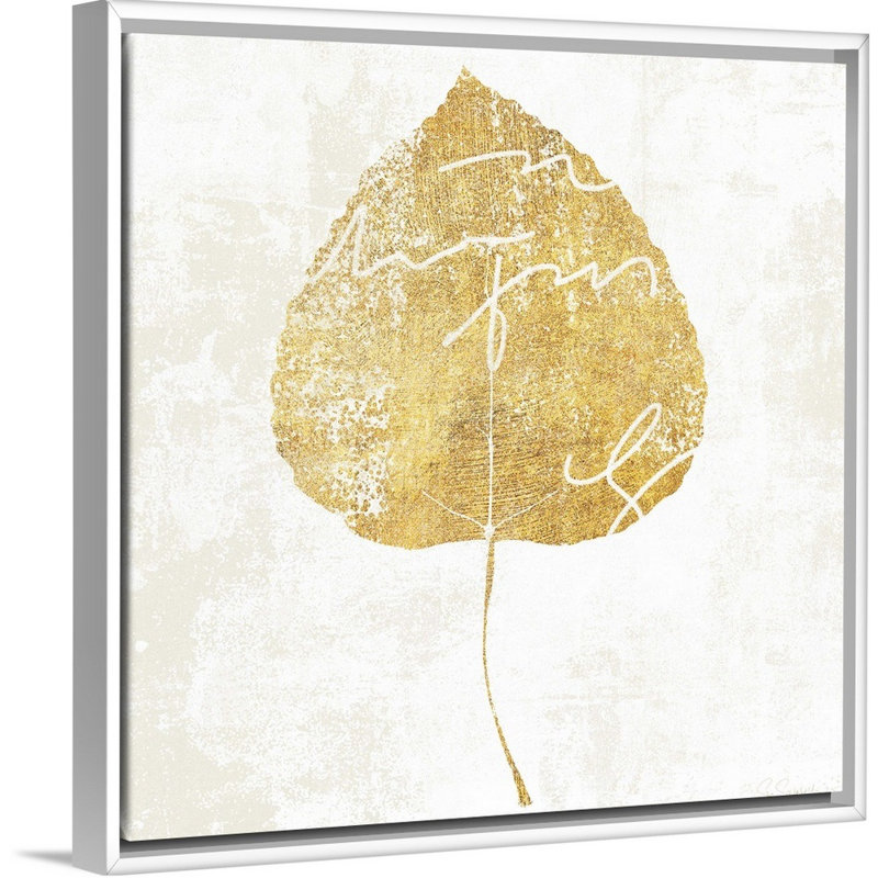 «Bronzed Leaf II», art mural sur toile, H 14 po x l 14 po, Toile avec cadre blanc