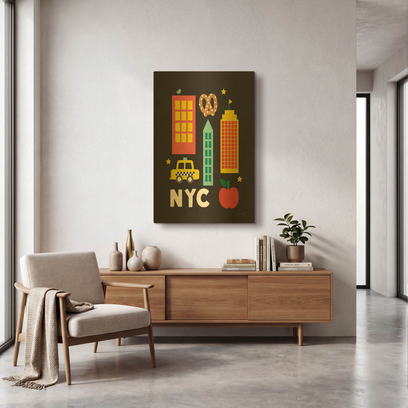 «City Fun NYC» par Ann Kelle, art mural en métal doré, 24 po x 36 po, 24 po x 36 po