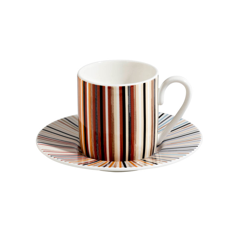 Missoni Coffee Cup & Saucer STRIPES Set Of 2 In Luxury Box Jenkins 156 Diam. 2.3", H 2.5", Cap. 4 Oz, Saucer Diam. 4.75"