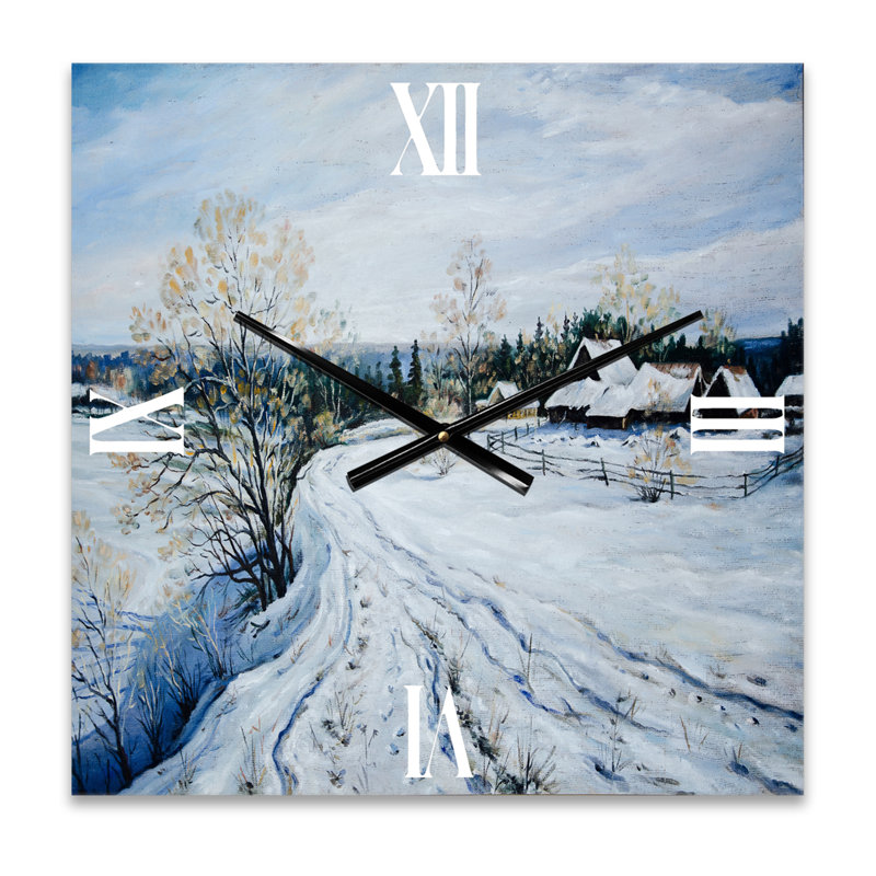 Horloge murale traditionnelle Country Road In Winter Times II, Moyen