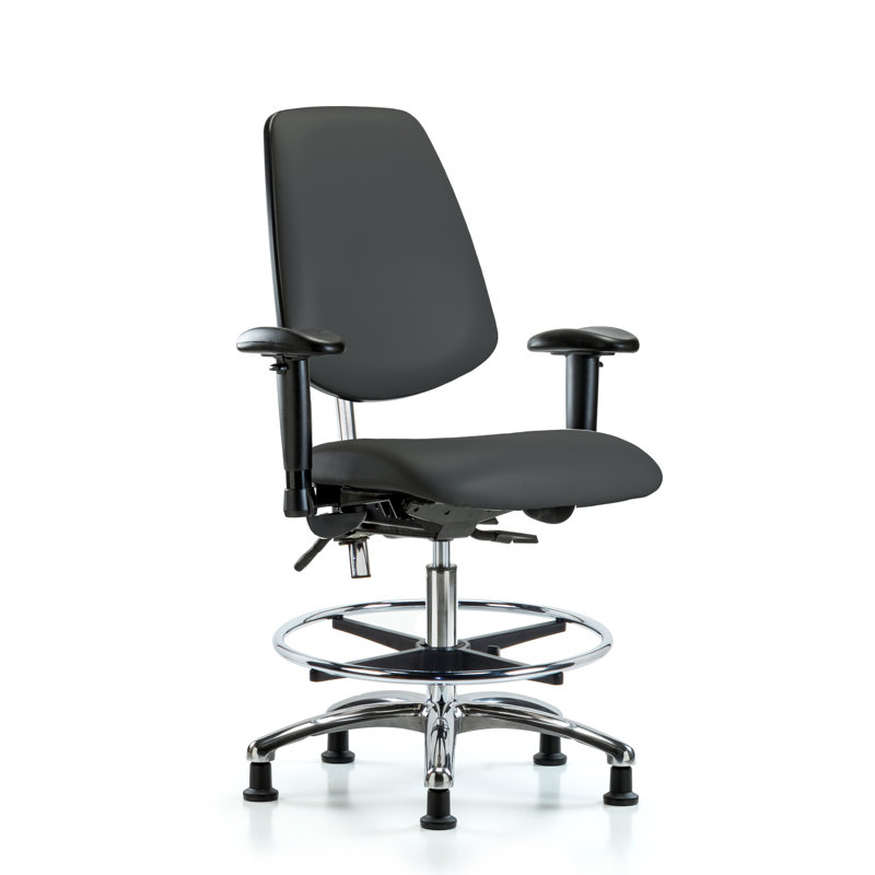 Chaise de dessinateur Josiah, Anthracite, Patins, Inclus