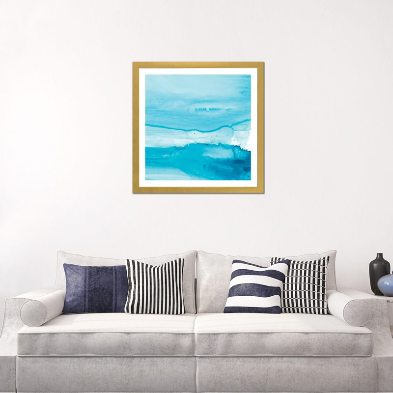 Reproduction d’art, "faire Waves IV" par Ethan Harper, H 24 po x l 24 po x p 1 po, Papier encadré doré, Blanc