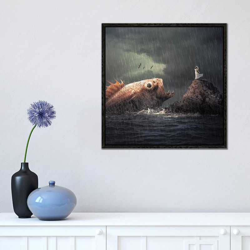 Big Fish 1 Piece Wall Art on Canvas, 45.72 cm H x 45.72 cm W, Black Framed