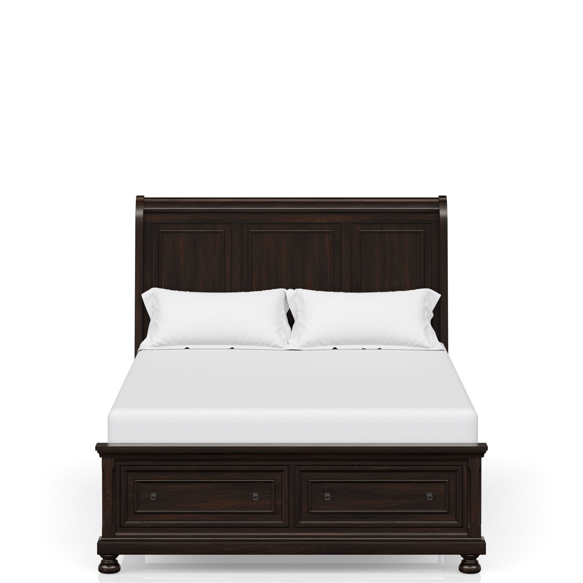 Red Barrel Studio® Dark Cherry Finish Queen Storage Bed, Transitional ...