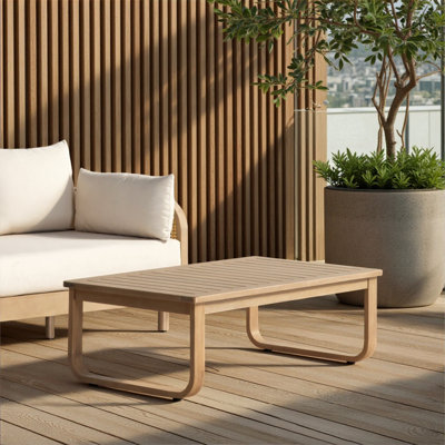 Table basse d'extérieur Delavina en eucalyptus naturel
