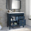 Lavabo de meuble-lavabo 35,6 po avec verre à motif et bande lumineuse à capteur de mouvement, meuble-lavabo sur pied Farmhouse avec rangement, meuble-lavabo haut de gamme pour salle de bain-126230237