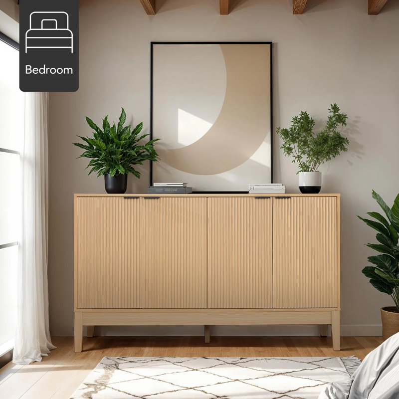 4-Door Storage Cabinet, Natural