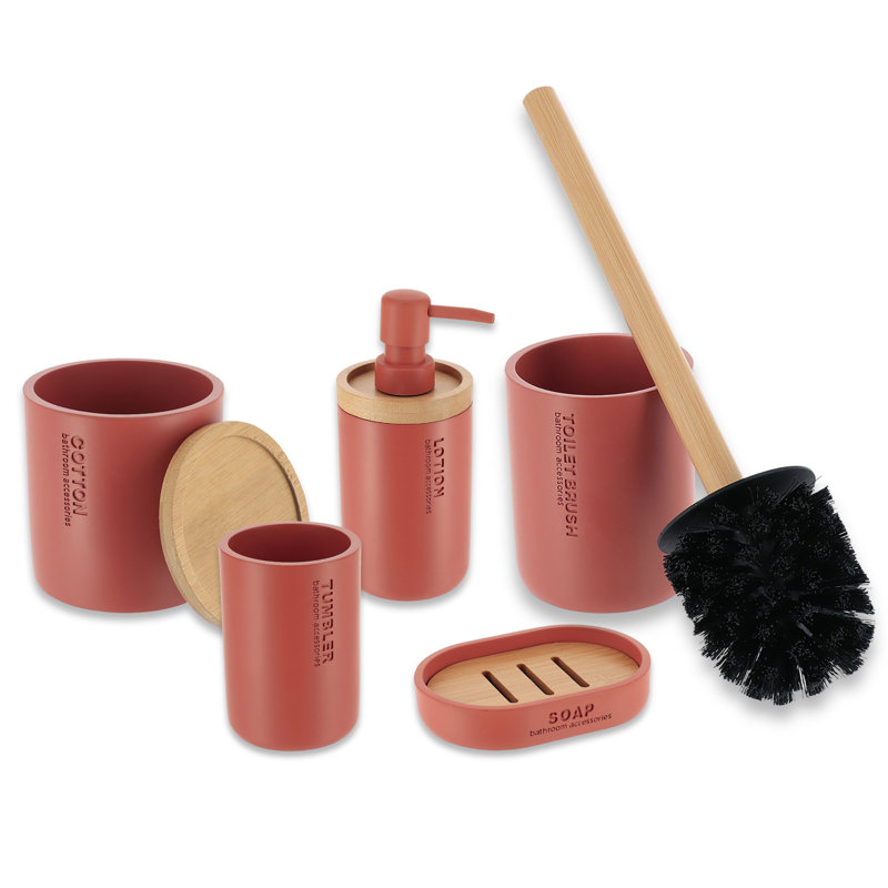 Willis Bathroom Accessory Set 5 Pieces, Terracotta