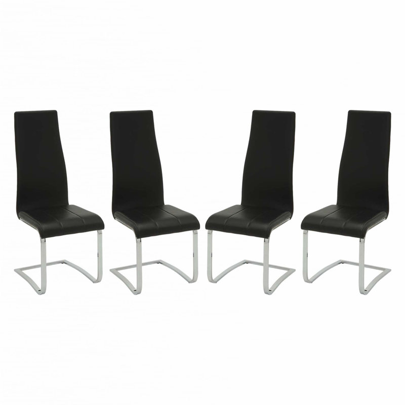 Ensemble de 4 chaises d'appoint rembourrées en similicuir, Noir