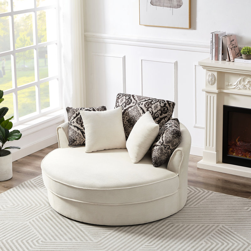 Chaise pivotante 360 degrés beige - avec 5 coussins pour une expérience confortable avec dortoir mobile, Beige