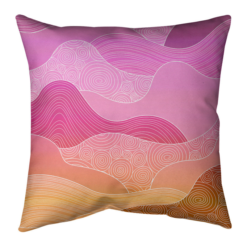 Housse et insert de coussin en daim Katelyn Elizabeth Waves, Pas de bourre, H 26 po x l 26 po, Violet / Brun