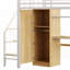 Lit mezzanine simple en métal avec bureau, tablette, armoire et amp; Escalier de rangement - Aucun sommier requis, robuste Durable