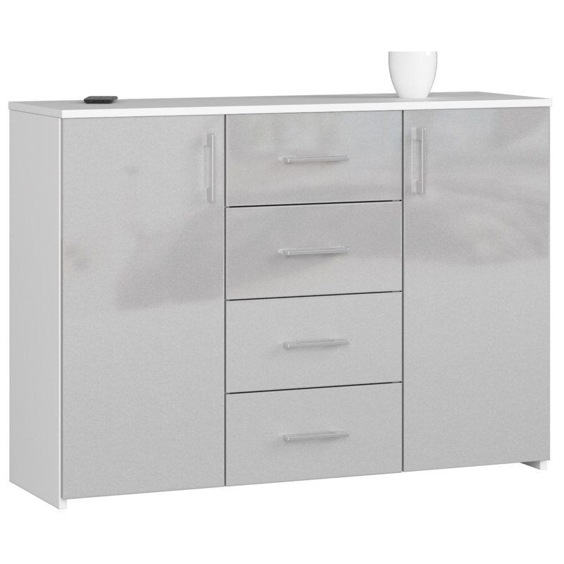 Ared 110 cm W Chest of 4 Drawers, Metallic