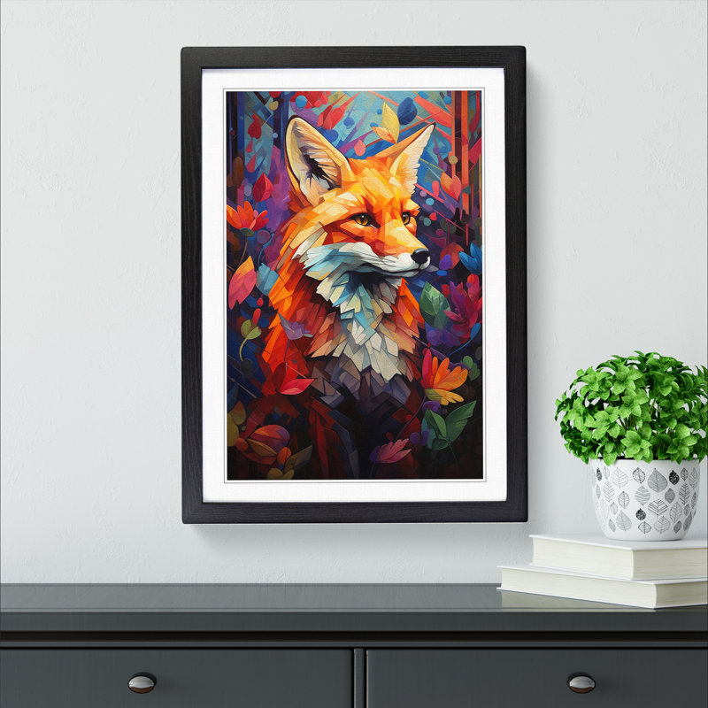 Fox Orphism No.4 Framed Print, 64cm H x 46cm W, Black Framed