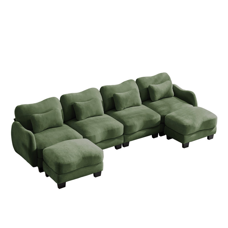 Canapé modulaire en U avec repose-pieds 7 pièces 131 po, Green Chenille