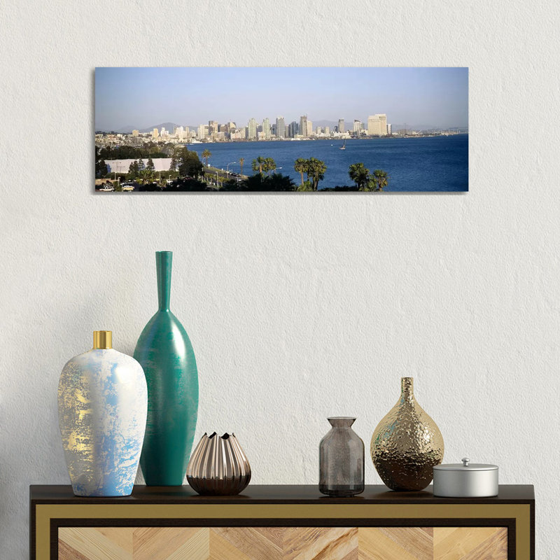 City At The Waterfront, San Diego, San Diego Bay - Wrapped Canvas Panoramic Print, 30.48 cm H x 91.44 cm W x 1.91 cm D