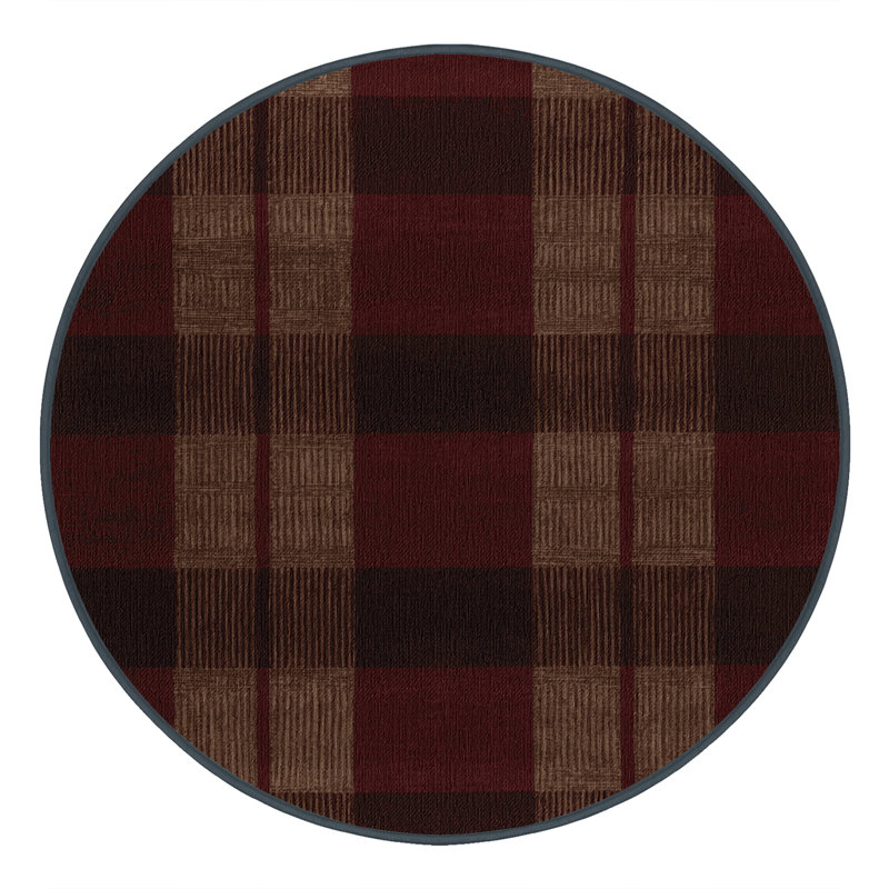 Tapis damier noir lavable à la machine, Rond 7 pi