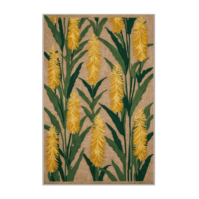 Tapis botanique brun lavable à la machine