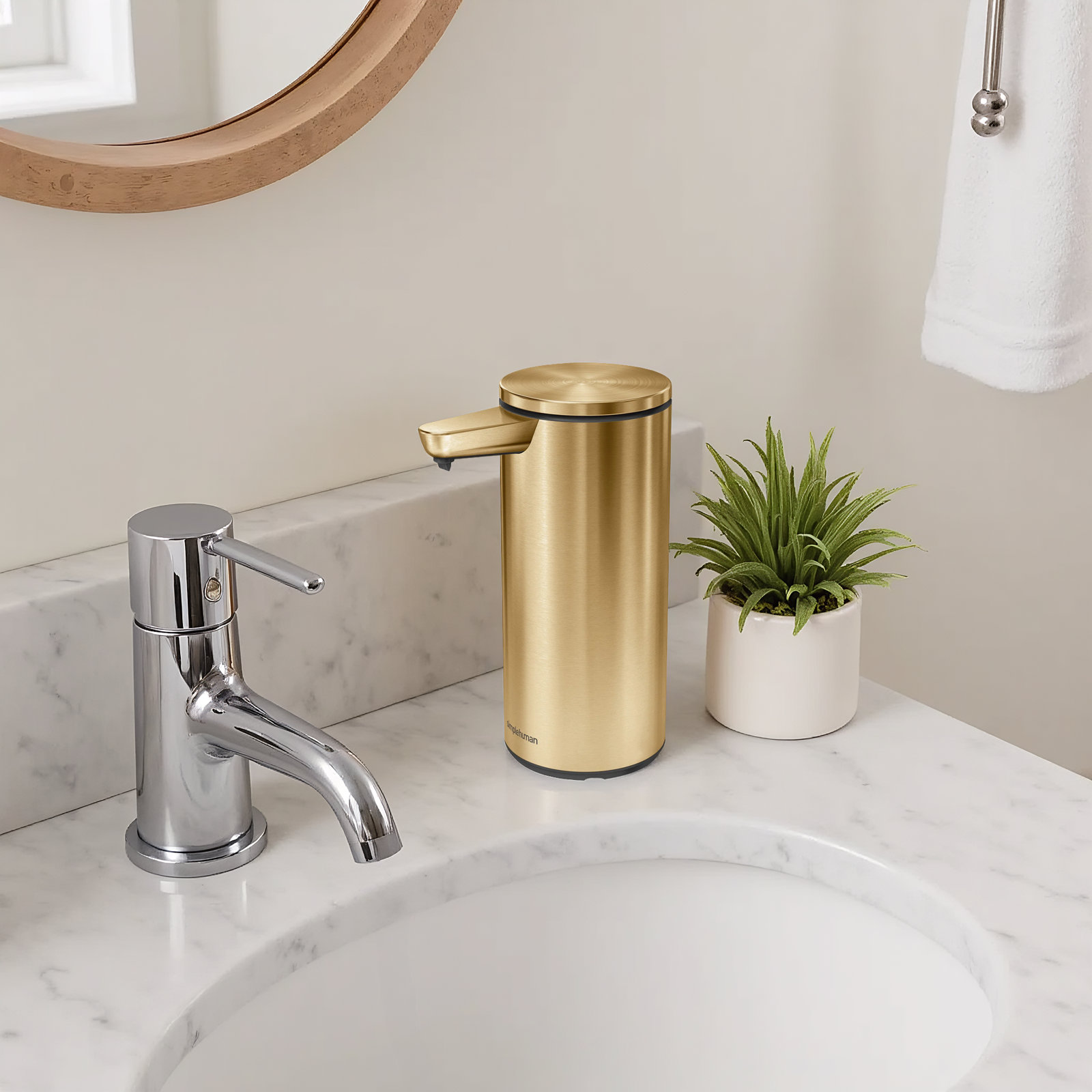 Simplehuman Rechargeable Sensor Soap Dispenser, Brass