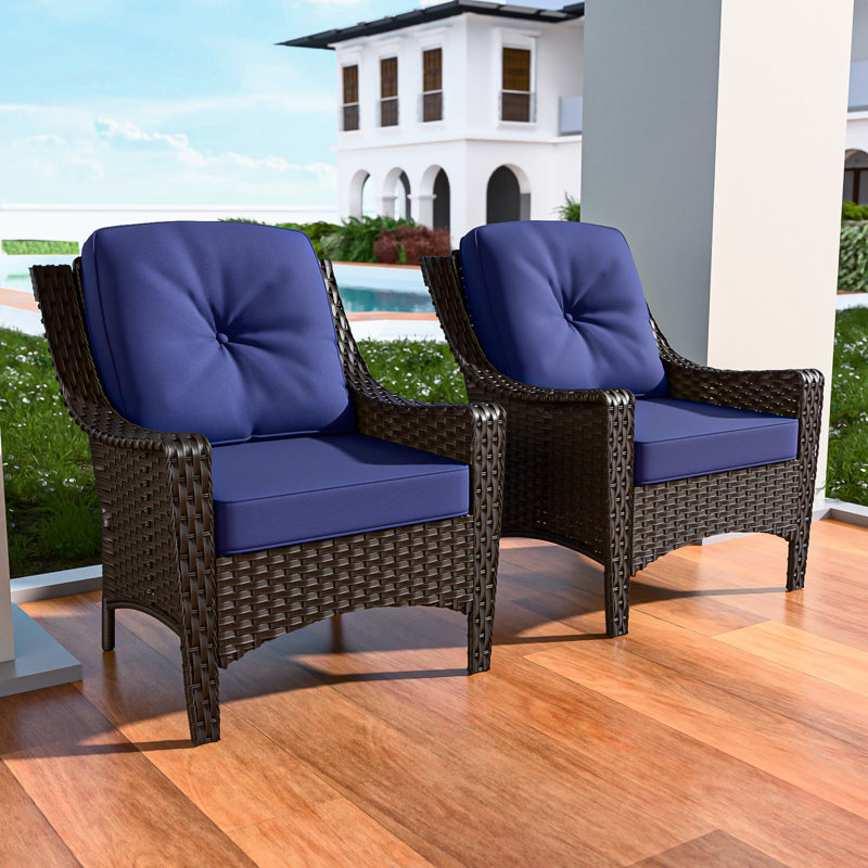 Polyethylene (PE) Wicker Outdoor Club Chair Lounge Chair, Dark Blue