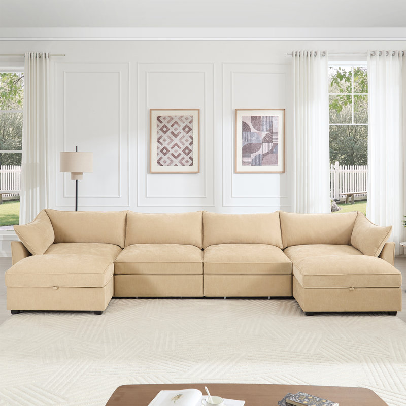 Canapé modulaire en chenille avec rangement peu encombrant