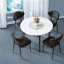 Ensembles de table de salle à manger spacieux et modernes avec plateau en verre, finition blanche et noire, idéal pour les réunions de famille