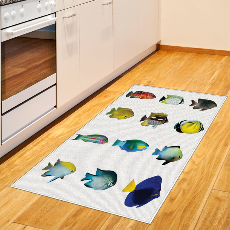 Fish High Density Long Fiber Poly Threads Decorative Area Rug Carpet, Rectangle 2'7" x 5'