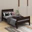 Lit simple avec tête et pied de lit, lit en bois d'hévéa-545469301