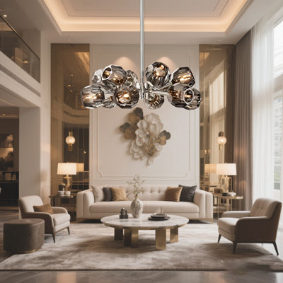 24 Inch Modern Round Crystal Chandelier With Bulb Suitable For Living Room/dining Room/bedroom