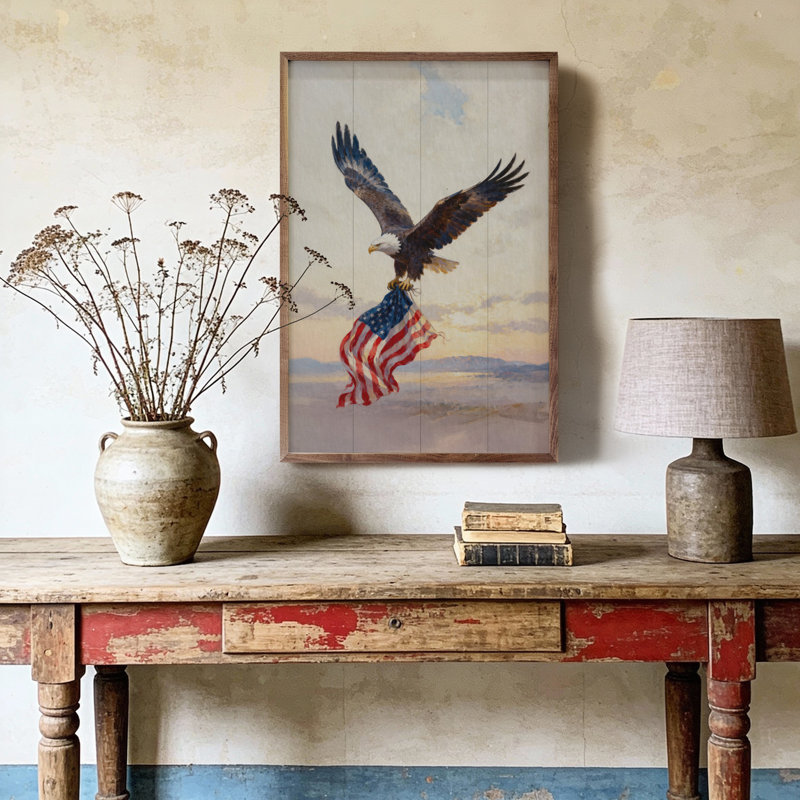 Patriotic Eagle Landscape, 8" H x 5" W