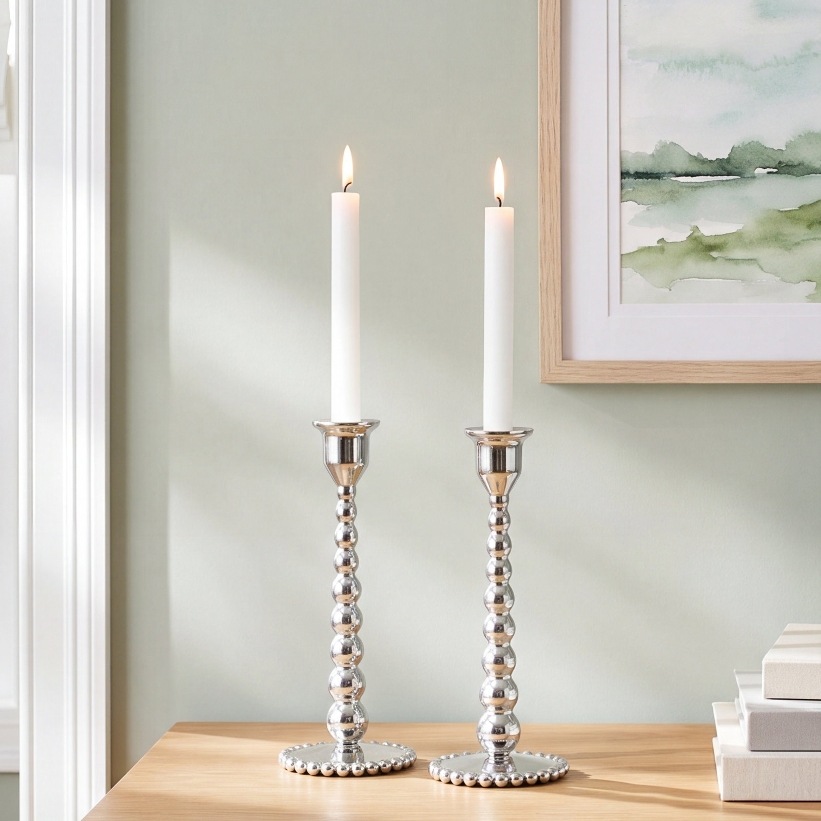 String of Pearls Candlestick Set