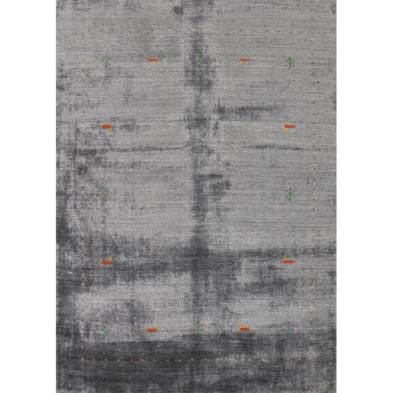 Tapis oriental fait à la main gris Gabbeh 4 x 6