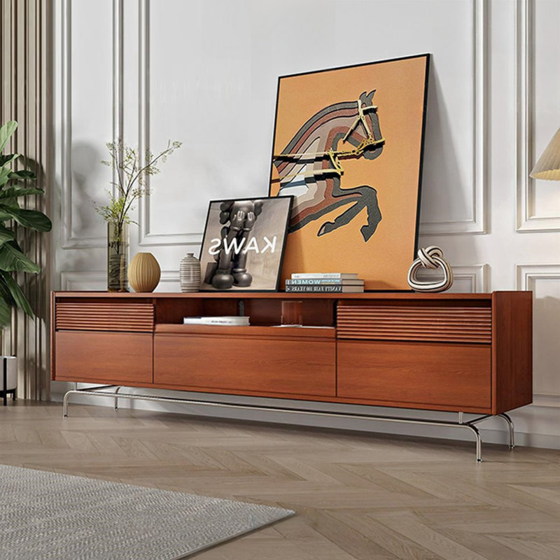 Meuble télé en bois de noyer rétro, H 23,62 po x L 86,61 po x l 15,75 po