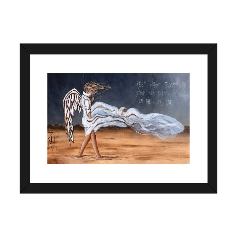 Keep Keep Through the Storm par Rut Art Creations - reproduction d'art, H 24 po x l 16 po x P 1 po, Papier encadré noir