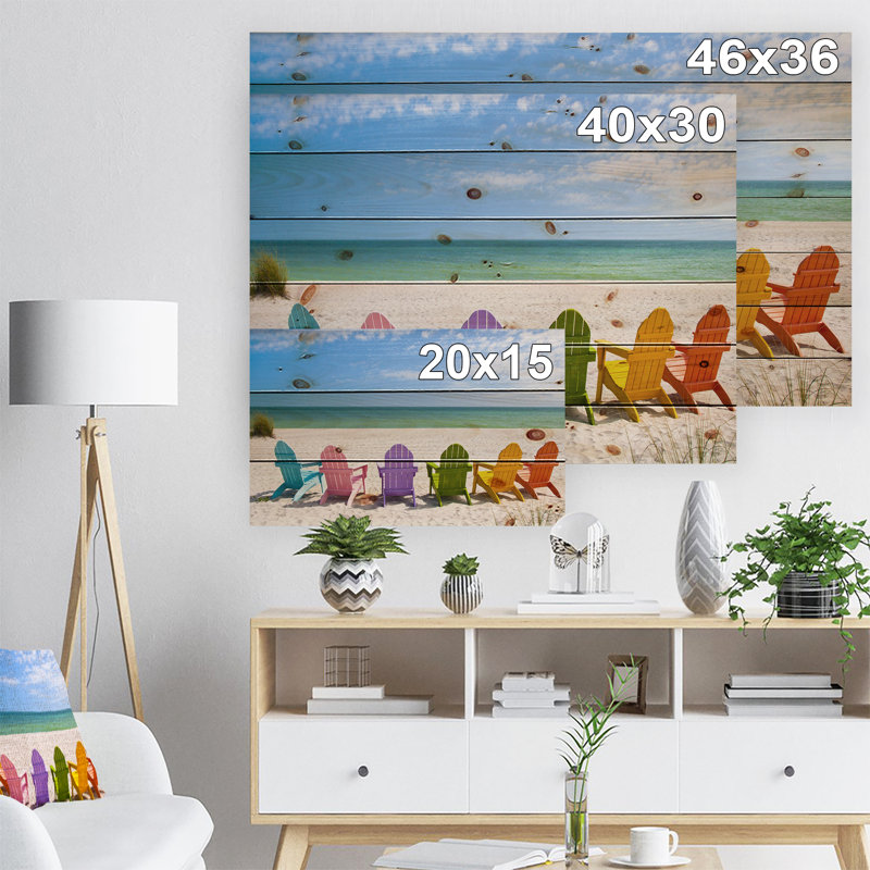 Photographie de plage, art mural, chaises Adirondack, reproduction côtière - chaises de plage Adirondack, L 46 po x H 36 po