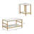 HOMCOM Coffee Tables Set of 2, 2-Rier Rectangle and Round Coffee Table with Storage Shelves, Faux Marble Top and Steel Frame