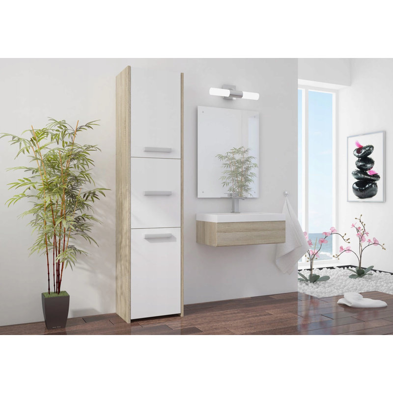Ringolds Linen Cabinet, White/Mix Sonoma
