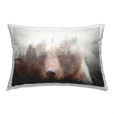 Abstract Bear & Nature Outdoor Printed Pillow by Daniel Sproul